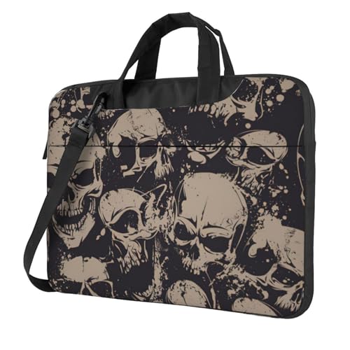 Aubnva Coole Retro-Totenkopf-Grafik-Druck, leicht, vielseitig, Büro-Arbeitstasche, stilvolle und funktionale Laptop-Tasche, für Damen und Herren, Schwarz , 15.6 inch von Aubnva