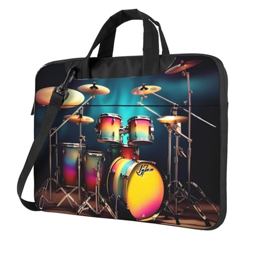 Aubnva Cooles Schlagzeug-Set, bedruckt, leicht, vielseitig, Büro, Arbeitstasche, stilvolle und funktionale Laptoptasche, für Damen und Herren, Schwarz , 14 inch von Aubnva