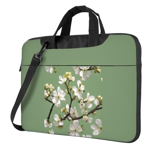 Aubnva Dogwood Blossoms Print Leichte vielseitige Büro-Arbeitstasche Stilvolle und funktionale Laptoptasche für Damen und Herren, Schwarz , 13 inch von Aubnva
