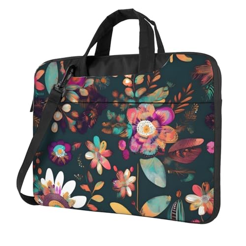 Aubnva Farbenfroher Boho-Blumendruck, leicht, vielseitig, Büro, Arbeit, stilvolle und funktionale Laptoptasche, für Damen und Herren, Schwarz , 13 inch Aubnva Farbenfroher Boho-Blumendruck, leicht, vielseitig, Büro, Arbeit, stilvolle und funktionale Laptoptasche, für Damen und Herren, Schwarz , 13 inch von Aubnva