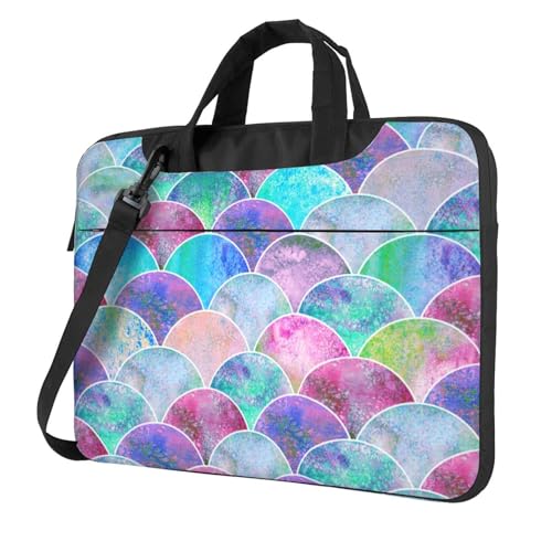Aubnva Fischschuppen-Ozean-Druck, leicht, vielseitig, Büro-Arbeitstasche, stilvolle und funktionale Laptop-Tasche, für Damen und Herren, Schwarz , 13 inch von Aubnva