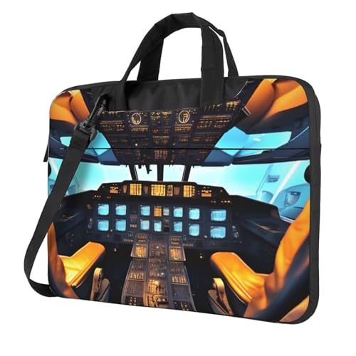 Aubnva Flugzeug-Cockpit-Druck, leicht, vielseitig, Büro-Arbeitstasche, stilvolle und funktionale Laptop-Tasche, für Damen und Herren, Schwarz , 14 inch von Aubnva