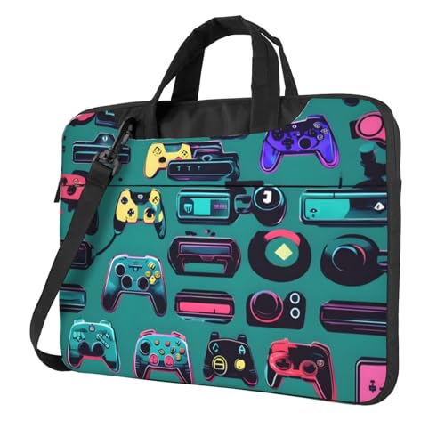 Aubnva Gaming-Controller-Muster, leicht, vielseitig, Büro-Arbeitstasche, stilvolle und funktionale Laptop-Tasche, für Damen und Herren, Schwarz , 14 inch Aubnva Gaming-Controller-Muster, leicht, vielseitig, Büro-Arbeitstasche, stilvolle und funktionale Laptop-Tasche, für Damen und Herren, Schwarz , 14 inch von Aubnva