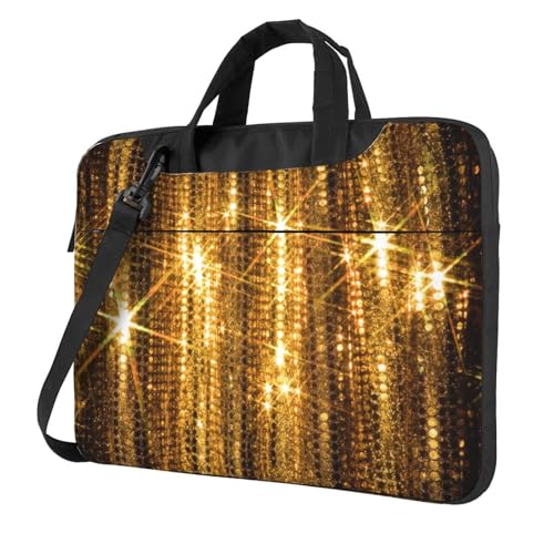 Aubnva Goldene Pailletten-Glitzer-Druck, leicht, vielseitig, Büro-Arbeitstasche, stilvolle und funktionale Laptop-Tasche, für Damen und Herren von Aubnva