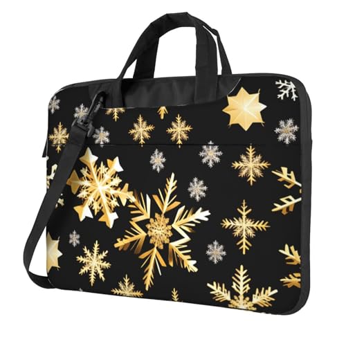 Aubnva Goldene Weihnachtsschneeflocken-Druck, leicht, vielseitig, Büro-Arbeitstasche, stilvolle und funktionale Laptop-Tasche, für Damen und Herren, Schwarz , 15.6 inch Aubnva Goldene Weihnachtsschneeflocken-Druck, leicht, vielseitig, Büro-Arbeitstasche, stilvolle und funktionale Laptop-Tasche, für Damen und Herren, Schwarz , 15.6 inch von Aubnva