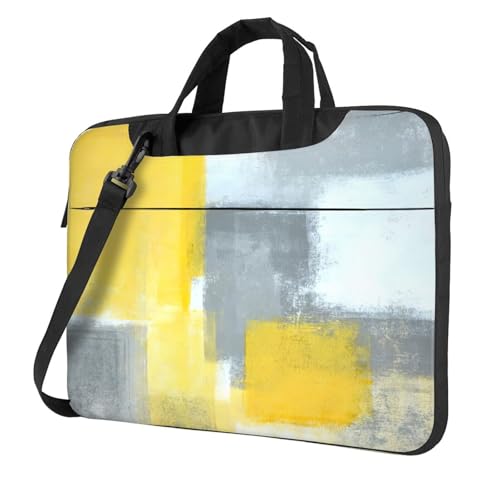 Aubnva Graue und gelbe abstrakte Kunstmalerei-Druck, leicht, vielseitig, Büro-Arbeitstasche, stilvolle und funktionale Laptop-Tasche, für Damen und Herren, Schwarz , 15.6 inch Aubnva Graue und gelbe abstrakte Kunstmalerei-Druck, leicht, vielseitig, Büro-Arbeitstasche, stilvolle und funktionale Laptop-Tasche, für Damen und Herren, Schwarz , 15.6 inch von Aubnva