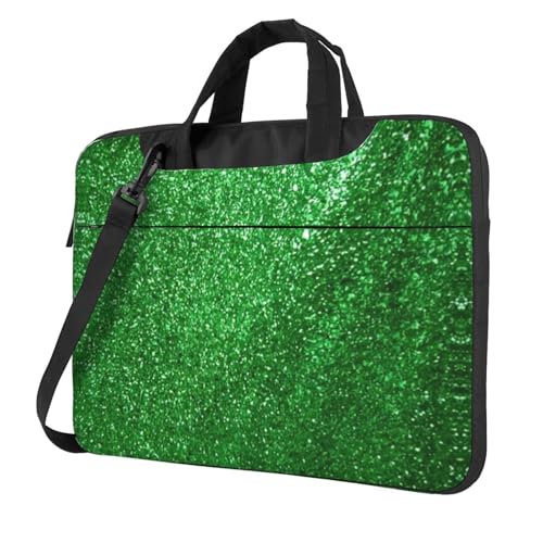 Aubnva Grüne Pailletten-Glitzer-Druck, leicht, vielseitig, Büro-Arbeitstasche, stilvolle und funktionale Laptop-Tasche, für Damen und Herren, Schwarz , 13 inch von Aubnva