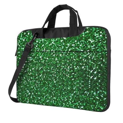 Aubnva Grüne Pailletten-Glitzer-Druck, leicht, vielseitig, Büro-Arbeitstasche, stilvolle und funktionale Laptop-Tasche, für Damen und Herren, Schwarz , 13 inch von Aubnva