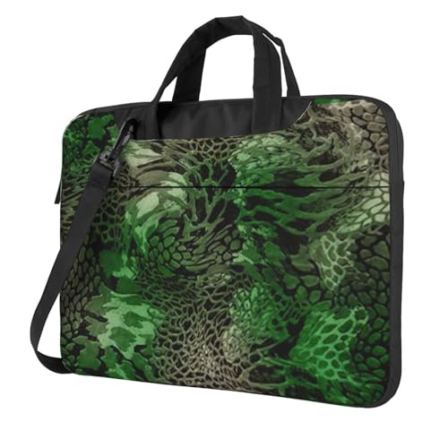 Aubnva Grüne Schlangen-Druck, leicht, vielseitig, Büro-Arbeitstasche, stilvolle und funktionale Laptoptasche, für Damen und Herren, Schwarz , 13 inch von Aubnva