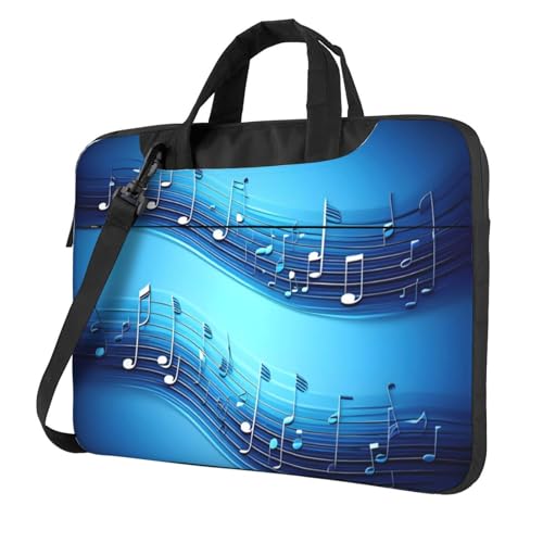 Aubnva Himmelblaue Tasche mit Musiknoten-Druck, leicht, vielseitig, Büro-Arbeitstasche, stilvolle und funktionale Laptop-Tasche, für Damen und Herren, Schwarz , 15.6 inch von Aubnva