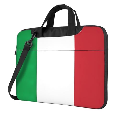 Aubnva Italien-Flaggen-Druck, leicht, vielseitig, Büro, Arbeit, stilvolle und funktionale Laptoptasche, für Damen und Herren, Schwarz , 14 inch von Aubnva