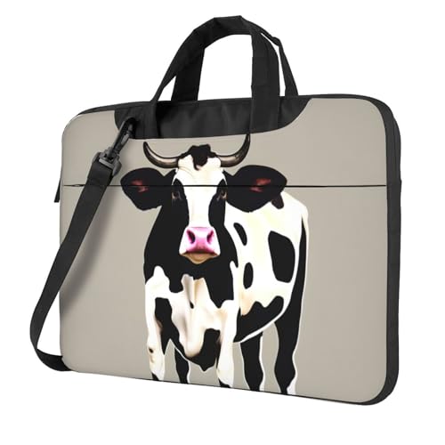 Aubnva Kuh schwarz gepunkteter Druck leichte vielseitige Büro-Arbeitstasche Stilvolle und funktionale Laptoptasche Damen Herren, Schwarz , 15.6 inch von Aubnva