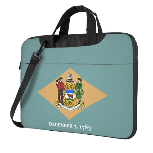 Aubnva Laptoptasche mit Flagge von Delaware, leicht, vielseitig, Büro, Arbeit, stilvolle und funktionale Laptoptasche, für Damen und Herren, Schwarz , 13 inch von Aubnva