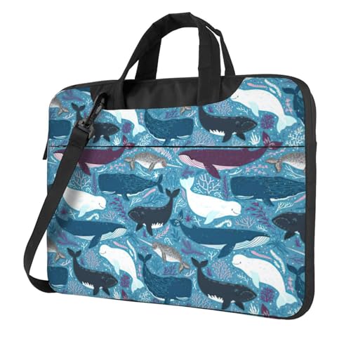 Aubnva Laptoptasche mit Walmuster, leicht, vielseitig, Büro, Arbeit, stilvolle und funktionale Laptoptasche, für Damen und Herren, Schwarz , 14 inch Aubnva Laptoptasche mit Walmuster, leicht, vielseitig, Büro, Arbeit, stilvolle und funktionale Laptoptasche, für Damen und Herren, Schwarz , 14 inch von Aubnva