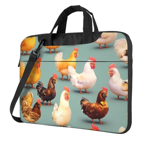 Aubnva Laptoptasche mit niedlichem Huhn-Motiv, leicht, vielseitig, Büro, Arbeit, stilvolle und funktionale Laptoptasche, für Damen und Herren, Schwarz , 15.6 inch von Aubnva