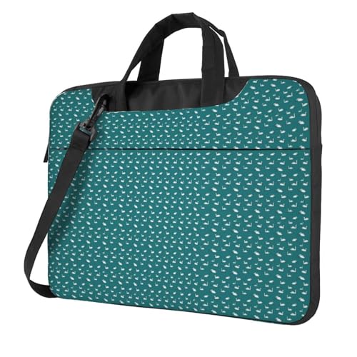 Aubnva Laptoptasche mit niedlichem Schwanenmotiv, leicht, vielseitig, für Büro, Arbeit, stilvolle und funktionale Laptop-Tasche, für Damen und Herren, Schwarz , 14 inch von Aubnva