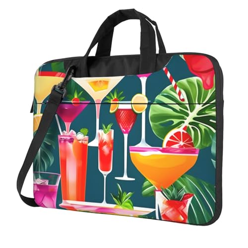 Aubnva Laptoptasche mit tropischem Cocktail-Druck, leicht, vielseitig, für Büro, Arbeit, stilvolle und funktionale Laptop-Tasche, für Damen und Herren, Schwarz , 15.6 inch von Aubnva