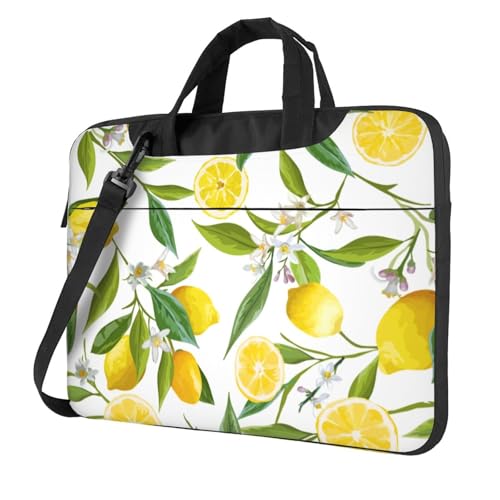 Aubnva Laptoptasche mit tropischem Zitronen-Druck, leicht, vielseitig, für Büro, Arbeit, stilvolle und funktionale Laptop-Tasche, für Damen und Herren, Schwarz , 14 inch Aubnva Laptoptasche mit tropischem Zitronen-Druck, leicht, vielseitig, für Büro, Arbeit, stilvolle und funktionale Laptop-Tasche, für Damen und Herren, Schwarz , 14 inch von Aubnva