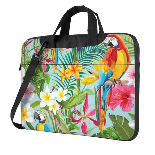Aubnva Laptoptasche mit tropischen Pflanzen und Papageien, leicht, vielseitig, Büro, Arbeit, stilvolle und funktionale Laptoptasche, für Damen und Herren, Schwarz , 14 inch Aubnva Laptoptasche mit tropischen Pflanzen und Papageien, leicht, vielseitig, Büro, Arbeit, stilvolle und funktionale Laptoptasche, für Damen und Herren, Schwarz , 14 inch von Aubnva