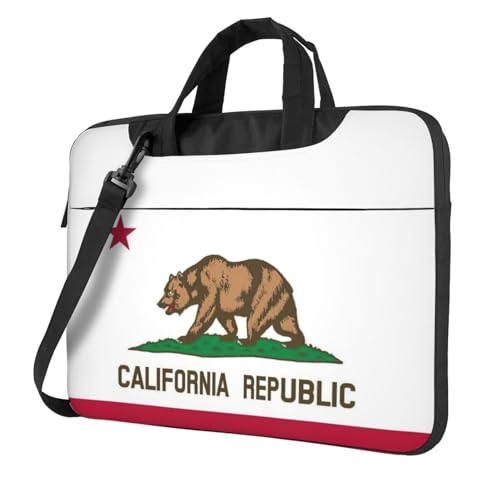 Aubnva Leichte und vielseitige Büro-Arbeitstasche mit Kalifornien-Flagge, stilvolle und funktionale Laptoptasche, für Damen und Herren, Schwarz , 13 inch von Aubnva