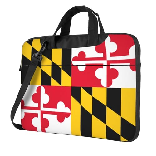 Aubnva Leichte und vielseitige Büro-Arbeitstasche mit Maryland-Flaggen-Motiv, stilvolle und funktionale Laptop-Tasche, für Damen und Herren, Schwarz , 15.6 inch von Aubnva