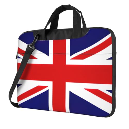 Aubnva Leichte und vielseitige Büro-Arbeitstasche mit UK-Flaggen-Druck, stilvolle und funktionale Laptop-Tasche, für Damen und Herren, Schwarz , 13 inch von Aubnva