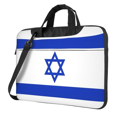 Aubnva Leichte und vielseitige Büro-Arbeitstasche mit israelischer Flagge, stilvolle und funktionale Laptoptasche, für Damen und Herren, Schwarz , 13 inch von Aubnva