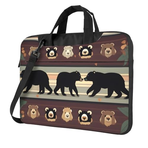 Aubnva Leichte vielseitige Büro-Arbeitstasche mit Bären-Aufdruck, stilvolle und funktionale Laptoptasche, für Damen und Herren, Schwarz , 13 inch von Aubnva
