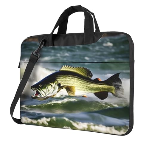 Aubnva Leichte vielseitige Büro-Arbeitstasche mit Barsch-Angel-Wellen-Druck, stilvolle und funktionale Laptop-Tasche, für Damen und Herren, Schwarz , 13 inch Aubnva Leichte vielseitige Büro-Arbeitstasche mit Barsch-Angel-Wellen-Druck, stilvolle und funktionale Laptop-Tasche, für Damen und Herren, Schwarz , 13 inch von Aubnva