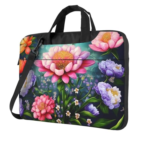 Aubnva Leichte vielseitige Büro-Arbeitstasche mit Blumen-Diamant-Malerei, stilvolle und funktionale Laptop-Tasche, für Damen und Herren, Schwarz , 15.6 inch von Aubnva