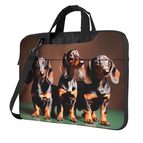 Aubnva Leichte vielseitige Büro-Arbeitstasche mit Dackel-Motiv, stilvolle und funktionale Laptoptasche, für Damen und Herren, Schwarz , 15.6 inch von Aubnva