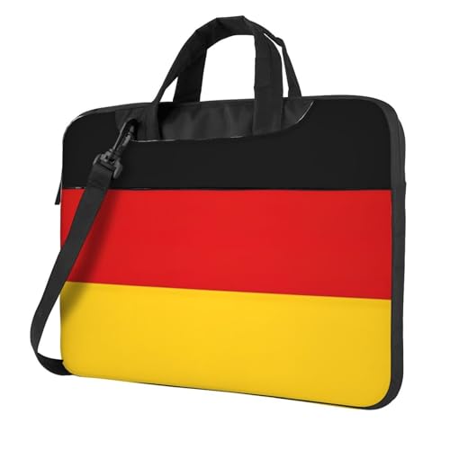 Aubnva Leichte vielseitige Büro-Arbeitstasche mit Deutschland-Flaggen-Druck, stilvolle und funktionale Laptoptasche, für Damen und Herren, Schwarz , 15.6 inch von Aubnva