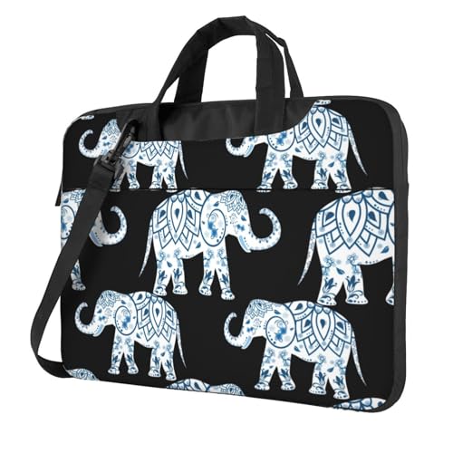 Aubnva Leichte vielseitige Büro-Arbeitstasche mit Elefanten-Aufdruck, stilvolle und funktionale Laptoptasche, für Damen und Herren, Schwarz , 13 inch von Aubnva