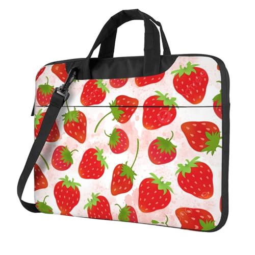 Aubnva Leichte vielseitige Büro-Arbeitstasche mit Erdbeermuster, stilvolle und funktionale Laptoptasche, für Damen und Herren, Schwarz , 15.6 inch von Aubnva