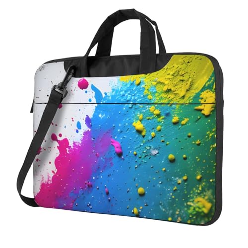 Aubnva Leichte vielseitige Büro-Arbeitstasche mit Farbspritzer-Hintergrund, stilvolle und funktionale Laptop-Tasche, für Damen und Herren, Schwarz , 15.6 inch von Aubnva