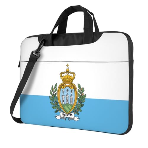 Aubnva Leichte vielseitige Büro-Arbeitstasche mit Flagge von San Marino, stilvolle und funktionale Laptoptasche, für Damen und Herren, Schwarz , 14 inch von Aubnva