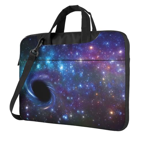 Aubnva Leichte vielseitige Büro-Arbeitstasche mit Galaxie-Druck, stilvolle und funktionale Laptoptasche, für Damen und Herren, Schwarz , 13 inch von Aubnva