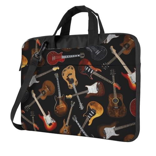 Aubnva Leichte vielseitige Büro-Arbeitstasche mit Gitarren-Aufdruck, stilvolle und funktionale Laptoptasche, für Damen und Herren, Schwarz , 13 inch von Aubnva