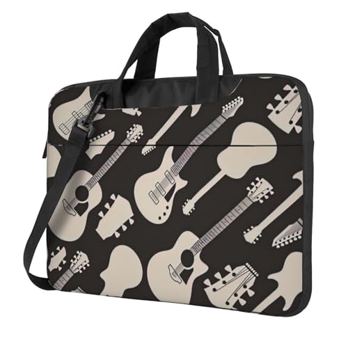 Aubnva Leichte vielseitige Büro-Arbeitstasche mit Gitarrenmuster-Druck, stilvolle und funktionale Laptoptasche, für Damen und Herren, Schwarz , 15.6 inch von Aubnva