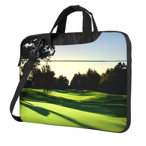 Aubnva Leichte vielseitige Büro-Arbeitstasche mit Golfplatz-Druck, stilvolle und funktionale Laptoptasche, für Damen und Herren, Schwarz , 13 inch von Aubnva