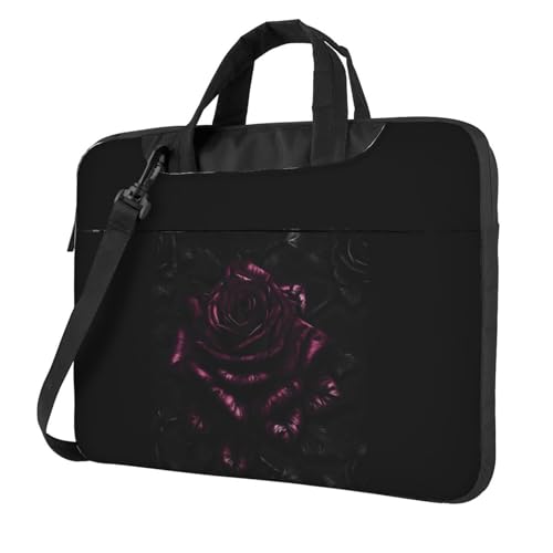 Aubnva Leichte vielseitige Büro-Arbeitstasche mit Gothic-Rosen-Druck, stilvolle und funktionale Laptoptasche, für Damen und Herren, Schwarz , 15.6 inch von Aubnva