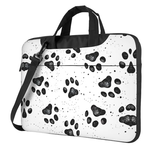Aubnva Leichte vielseitige Büro-Arbeitstasche mit Hundepfotenmuster, stilvolle und funktionale Laptoptasche, für Damen und Herren, Schwarz , 13 inch von Aubnva