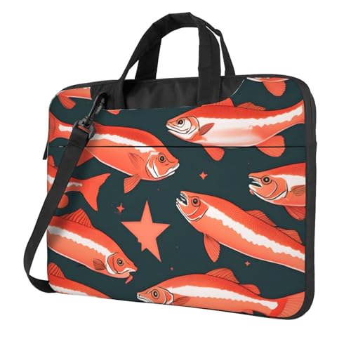 Aubnva Leichte vielseitige Büro-Arbeitstasche mit Lachsdruck, stilvolle und funktionale Laptoptasche, für Damen und Herren, Schwarz , 15.6 inch von Aubnva