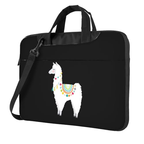 Aubnva Leichte vielseitige Büro-Arbeitstasche mit Lama-Druck, stilvolle und funktionale Laptoptasche, für Damen und Herren, Schwarz , 13 inch von Aubnva