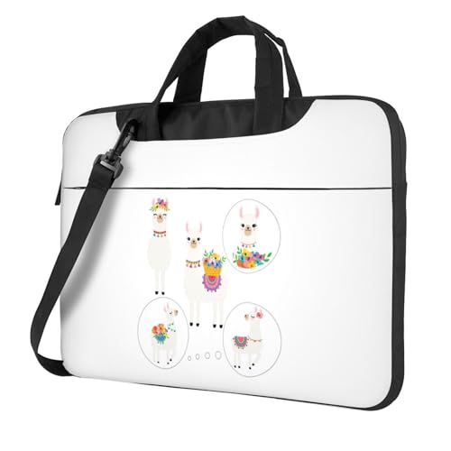 Aubnva Leichte vielseitige Büro-Arbeitstasche mit Lama-Druck, stilvolle und funktionale Laptoptasche, für Damen und Herren, Schwarz , 14 inch von Aubnva