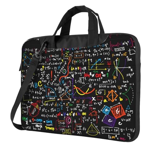 Aubnva Leichte vielseitige Büro-Arbeitstasche mit Mathe-Formel-Druck, stilvolle und funktionale Laptoptasche, für Damen und Herren, Schwarz , 14 inch von Aubnva