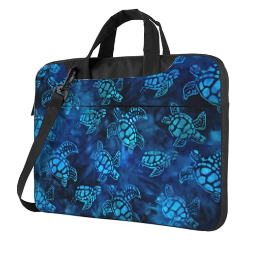 Aubnva Leichte vielseitige Büro-Arbeitstasche mit Meeresschildkröten-Blauem Druck, stilvolle und funktionale Laptoptasche, für Damen und Herren, Schwarz , 13 inch von Aubnva