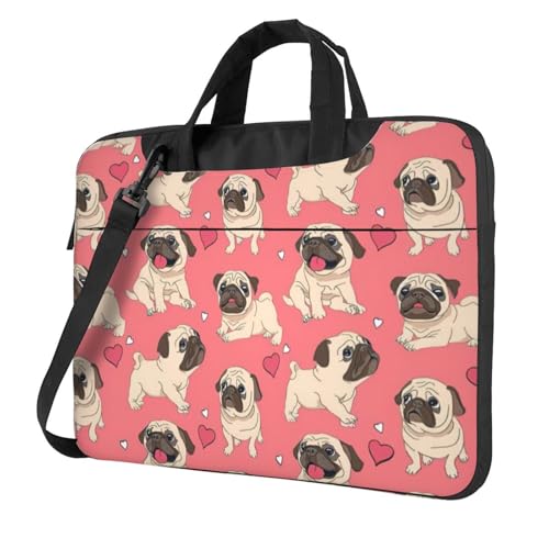 Aubnva Leichte vielseitige Büro-Arbeitstasche mit Mops-Motiv, stilvolle und funktionale Laptoptasche, für Damen und Herren, Schwarz , 13 inch von Aubnva