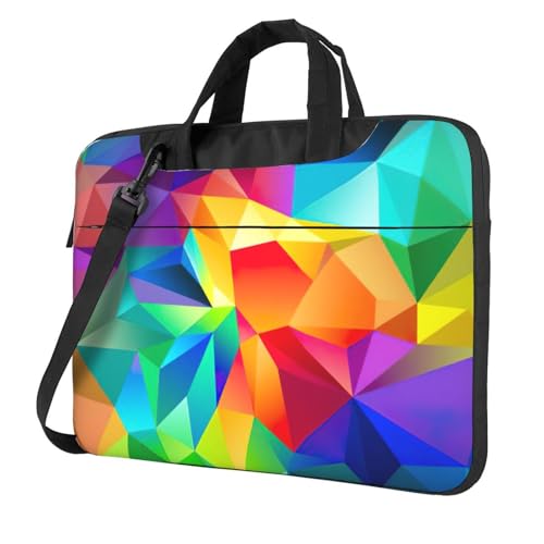Aubnva Leichte vielseitige Büro-Arbeitstasche mit Regenbogen-geometrischem Druck, stilvolle und funktionale Laptoptasche, für Damen und Herren, Schwarz , 14 inch von Aubnva