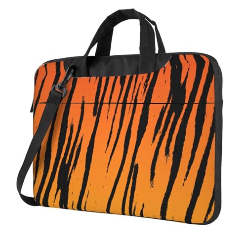 Aubnva Leichte vielseitige Büro-Arbeitstasche mit Tigerstreifen-Druck, stilvolle und funktionale Laptoptasche, für Damen und Herren, Schwarz , 13 inch von Aubnva